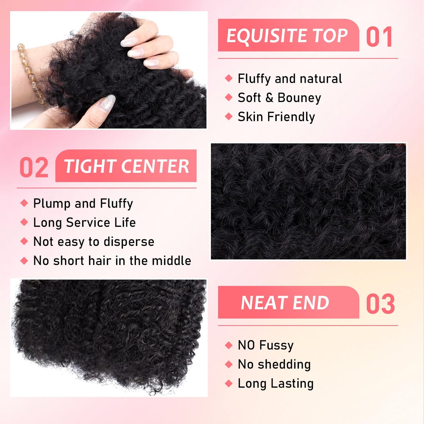Afro Kinkys Bulk Human Hair (8 inch,3 packs,30g/pack) Afro Kinky-curly Human Braiding Hair Bulk for Spring Hair Twist Dreadlock Extensions Locs Braids Repair Natural Color