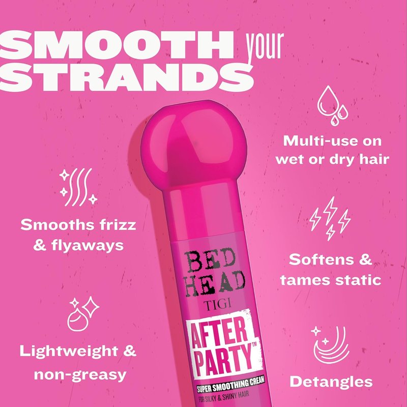 TIGI Bed Head After Party Smoothing Cream - Frizz Control Hair Care | 3.38 Oz Each, Summer Fruit Scent