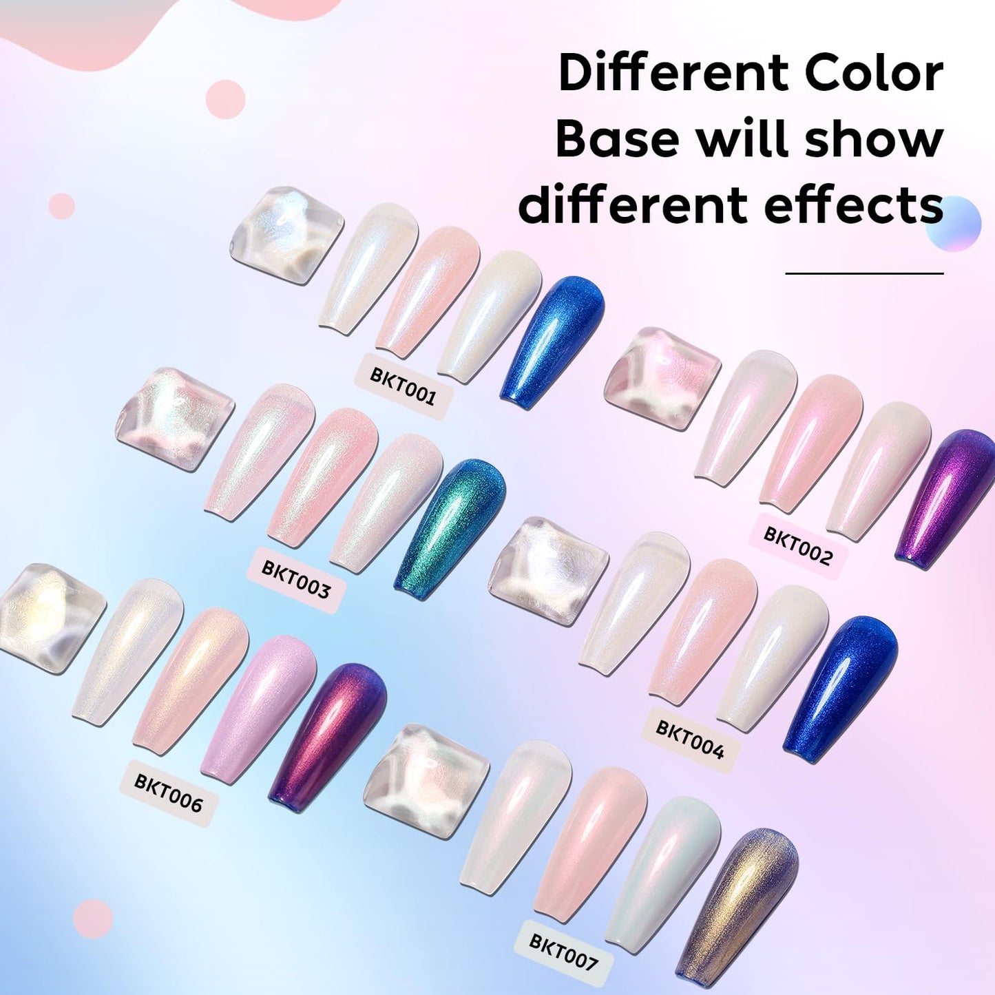 AIMEILI Gel Polish Glitter Top Coat 6 Color, Hema Free, Cruelty Free, Vegan, 2 In 1 High Glossy Shiny Pearl No Wipe Top Gel for Nail Art