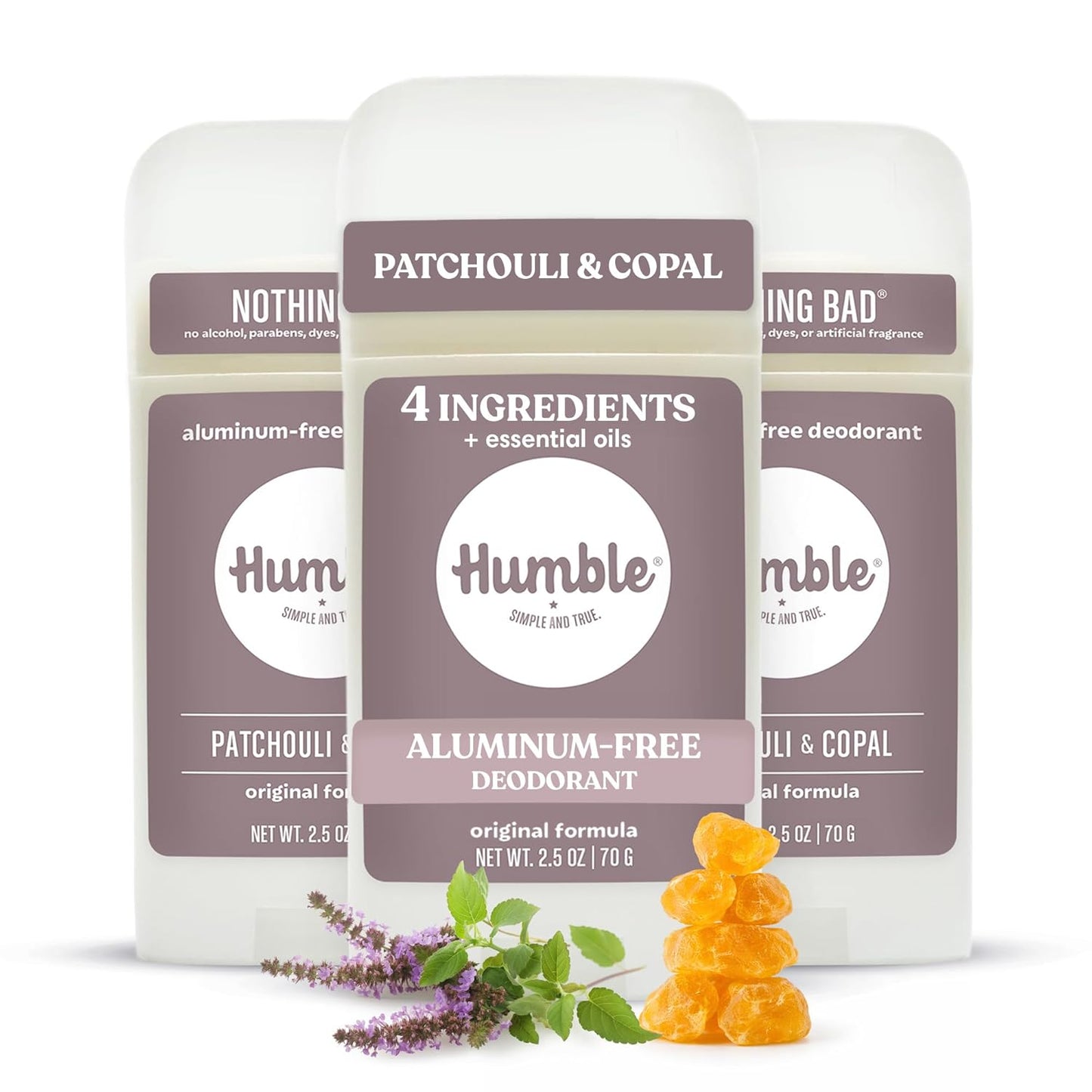 Aluminum-Free Deodorant Stick for Women & Men | Patchouli & Copal - Natural Essential Oils for Long-Lasting Odor Control - 3 Pack
