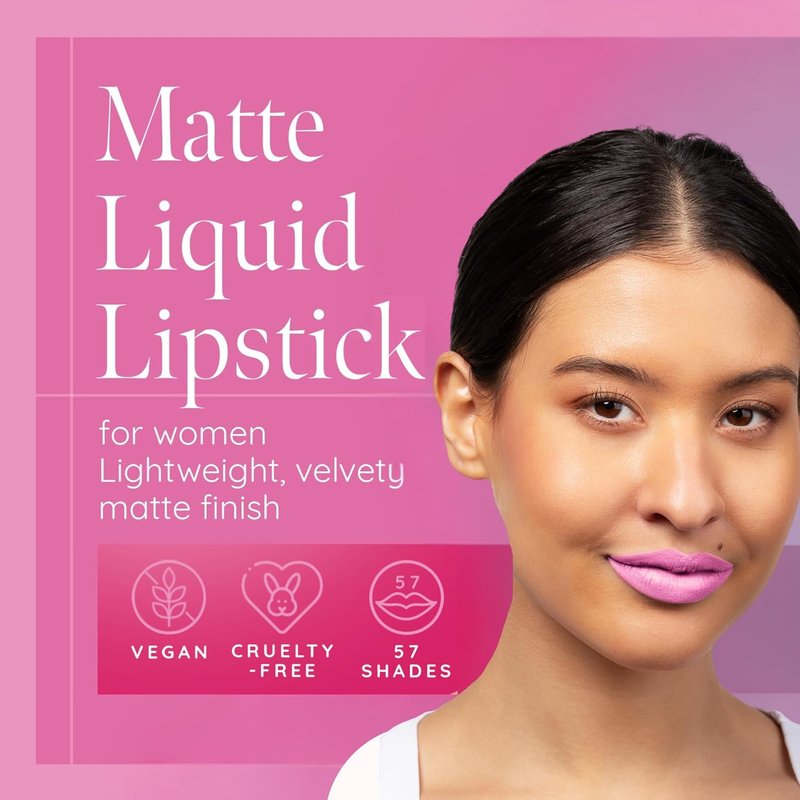 Aromi Baby Pink Matte Liquid Lipstick - Long-Lasting, Velvety Finish, Waterproof, Vegan | Light Pink Color, Handmade