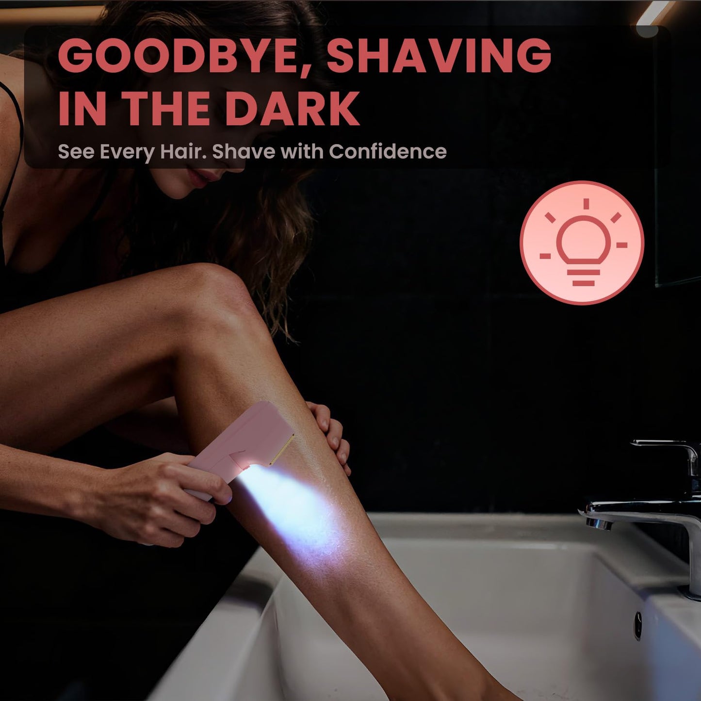 MAXGROOM Electric Razor for Women Pubic Hair - Painless Body Trimmer with LED Light & IPX7 Waterproof, Gentle Bikini Hair Removal for Intimate Area Legs & Armpits (Pink)