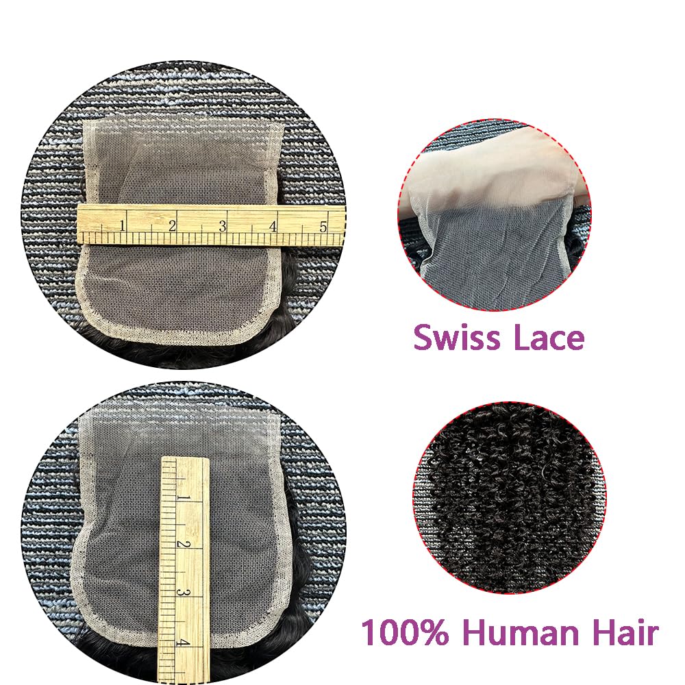4x4 Deep Wave Lace Closure Human Hair 18 Inch Ear to Ear HD Lace Free Part Closure 100% Brazilian Virgin Human Hair Extensions 150% Density Lace Closure Pre Plucked Natural Black Color