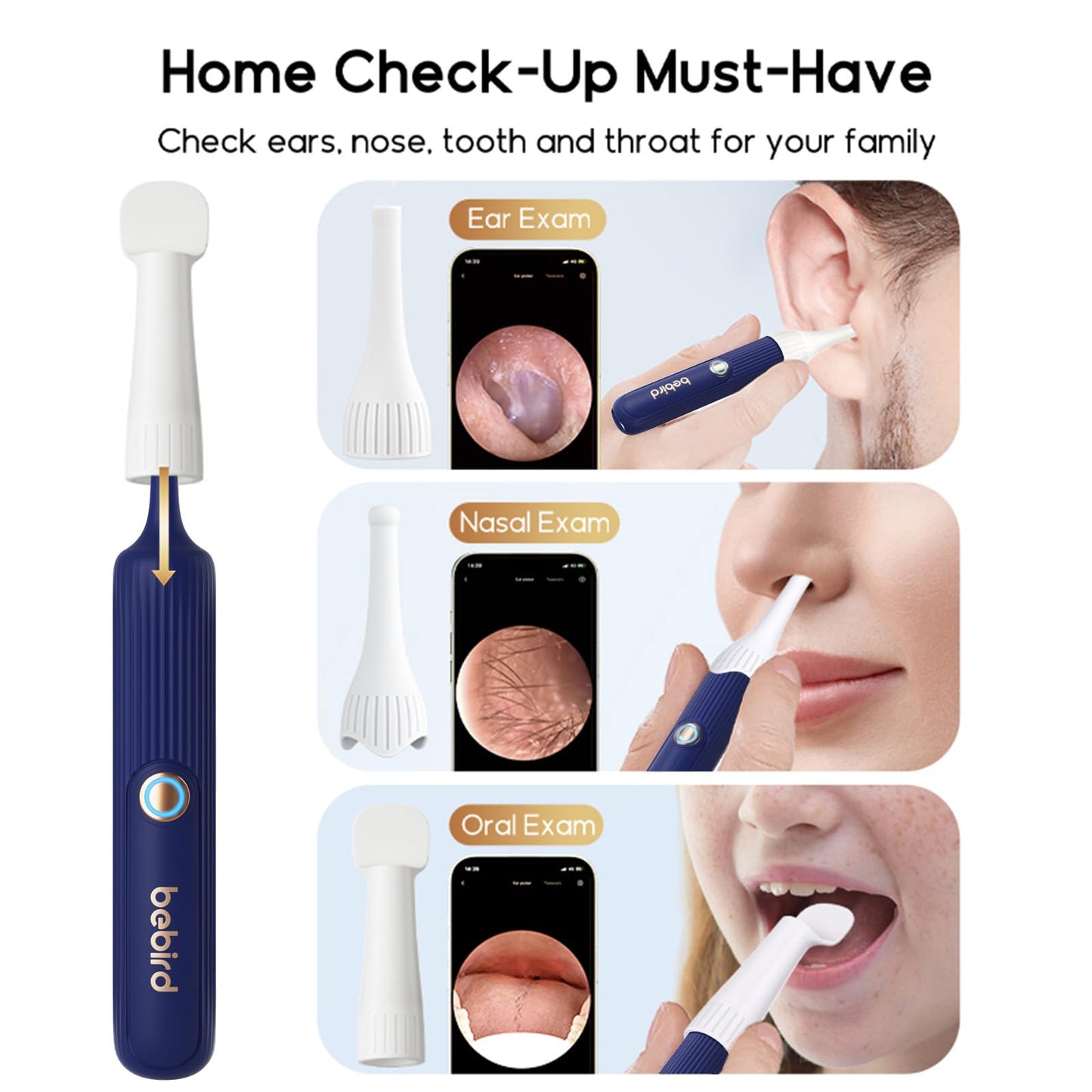 Ear Wax Removal Tool Camera, Visible Ear Cleaner Earwax Remover Kit with Tweezers, Flexible Ear Scope Otoscope with Light, Portable Cleaning Kit Earpick for Adults & Kids