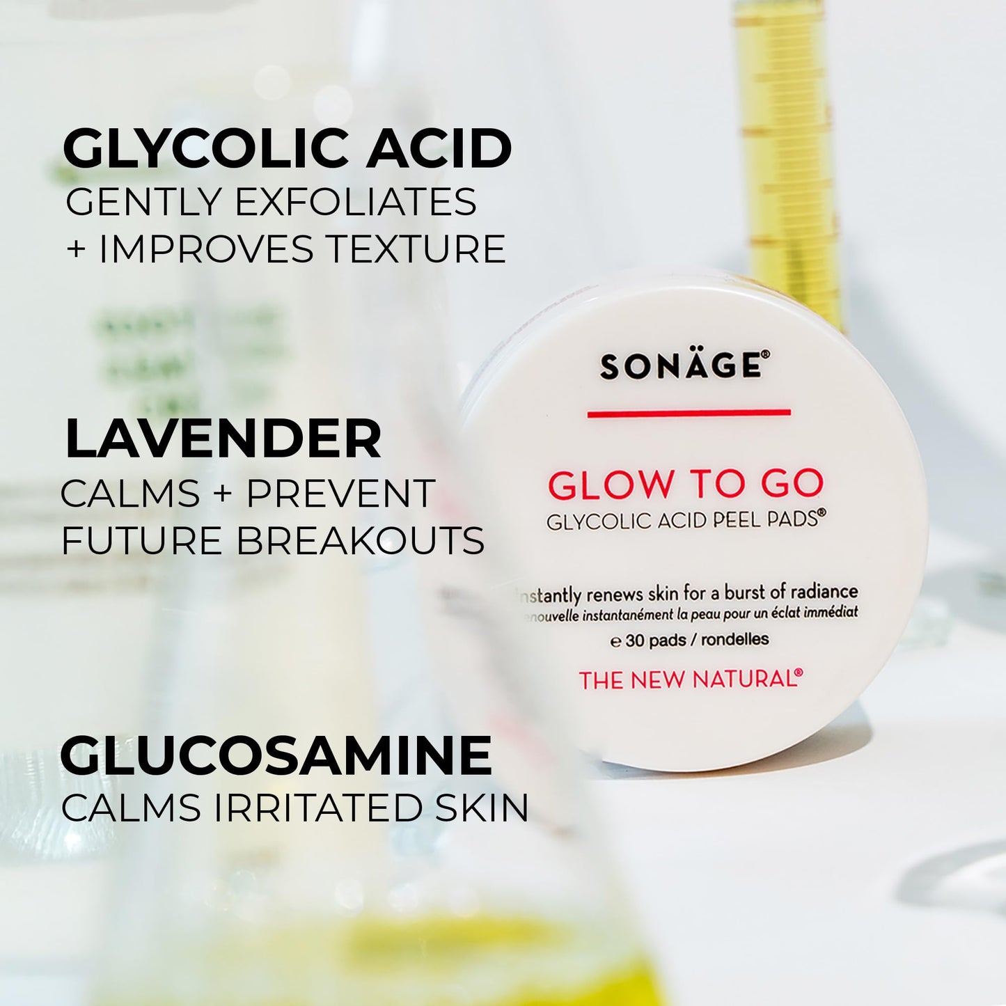 Sonage Glow To Go Glycolic Acid Peel Pads For Face & Body, Professional Strength Exfoliation and Resurfacing AHA Pads That Helps Even Skin Tone, Pore Size, Brighten & Smooths Complexion