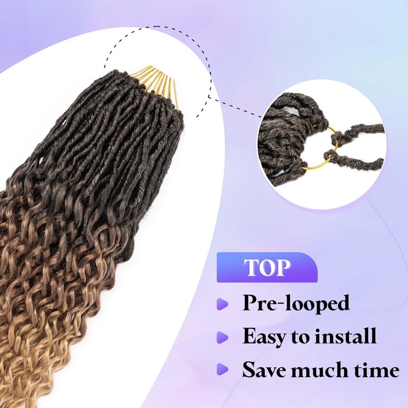 DoeSeor 18 Inch Goddess Locs Crochet Hair 8 Packs New Soft Faux Locs Crochet Braids Deep Wave Pre Looped Hair Extensions for Black Women(3T3027/8PCS/18inch)