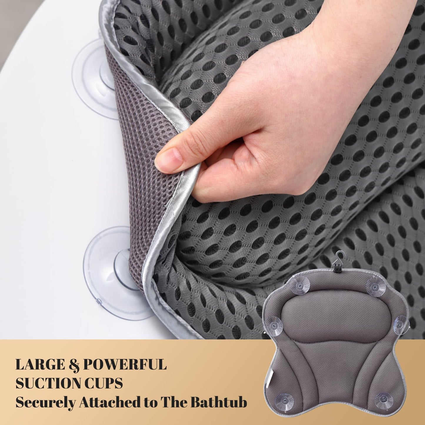 Bath Pillow Bathtub Pillow, 4D Bath Pillows for Tub Neck and Back Support, Luxury Spa Bath Tub Pillow Fit Hot Tub, Bathtub, Relaxing Bath Accessories Spa Gifts for Women Adults
