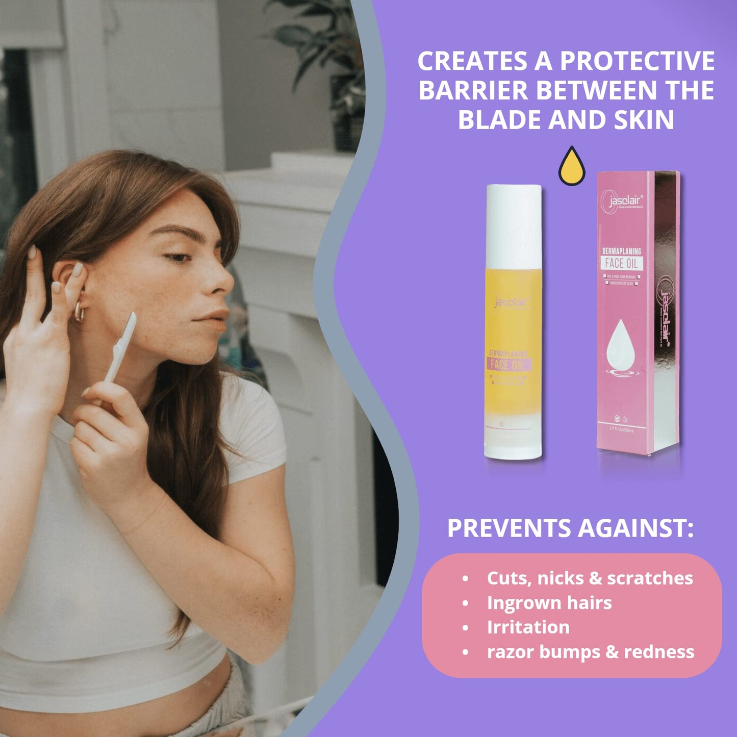 Dermaplaning Tool (15 Count) and Dermaplane Oil Bundle - Easy to Use Facial Razor with Pre Shave Oil - Effortless Hair Removal