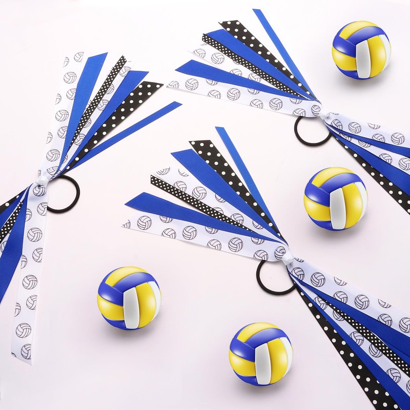 24 Pcs Volleyball Hair Accessories for Girls, Holder Streamer Elastics, Volleyball Hair Ties, Volleyball Ribbon,Volleyball Scrunchies for Girls Ponytail Holder Scrunchies Gifts