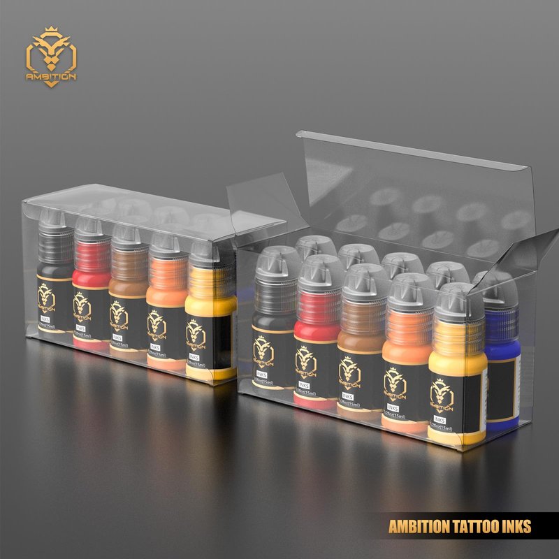 Ambition Tattoo Ink Kit 10 Mixed 1/2 oz(15ml) Bottles Color Professional Pigment Set Supply for Beginners and Pro Artists