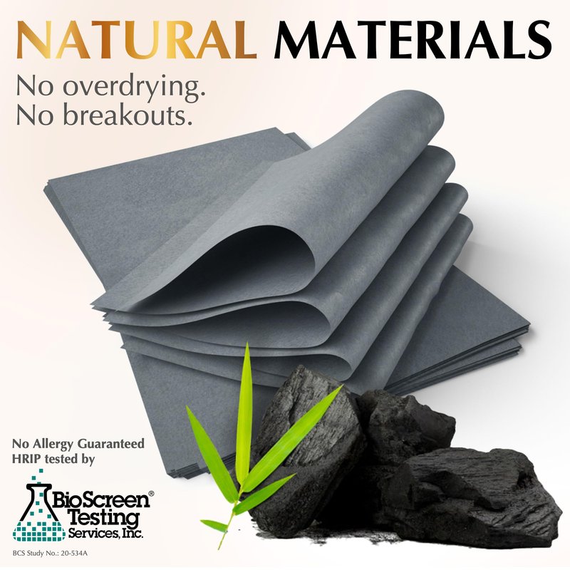 Natural Oil Blotting Sheets for Face with Bamboo Charcoal - 25% Larger - 6pk/600 Makeup Friendly Oil Absorbing Sheets for Face - Easy Dispensing Blotting Papers - Perfect for Keeping in Purse