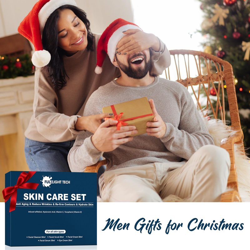 Fathers Day Dad Gift,Mens Skin Care,Anti-Aging Skincare for Men with Retinol & Hyaluronic Acid | Tightens, Firms & Hydrates Skin | Complete Facial Care Routine Kit Birthday Gift for Husband Boyfriend