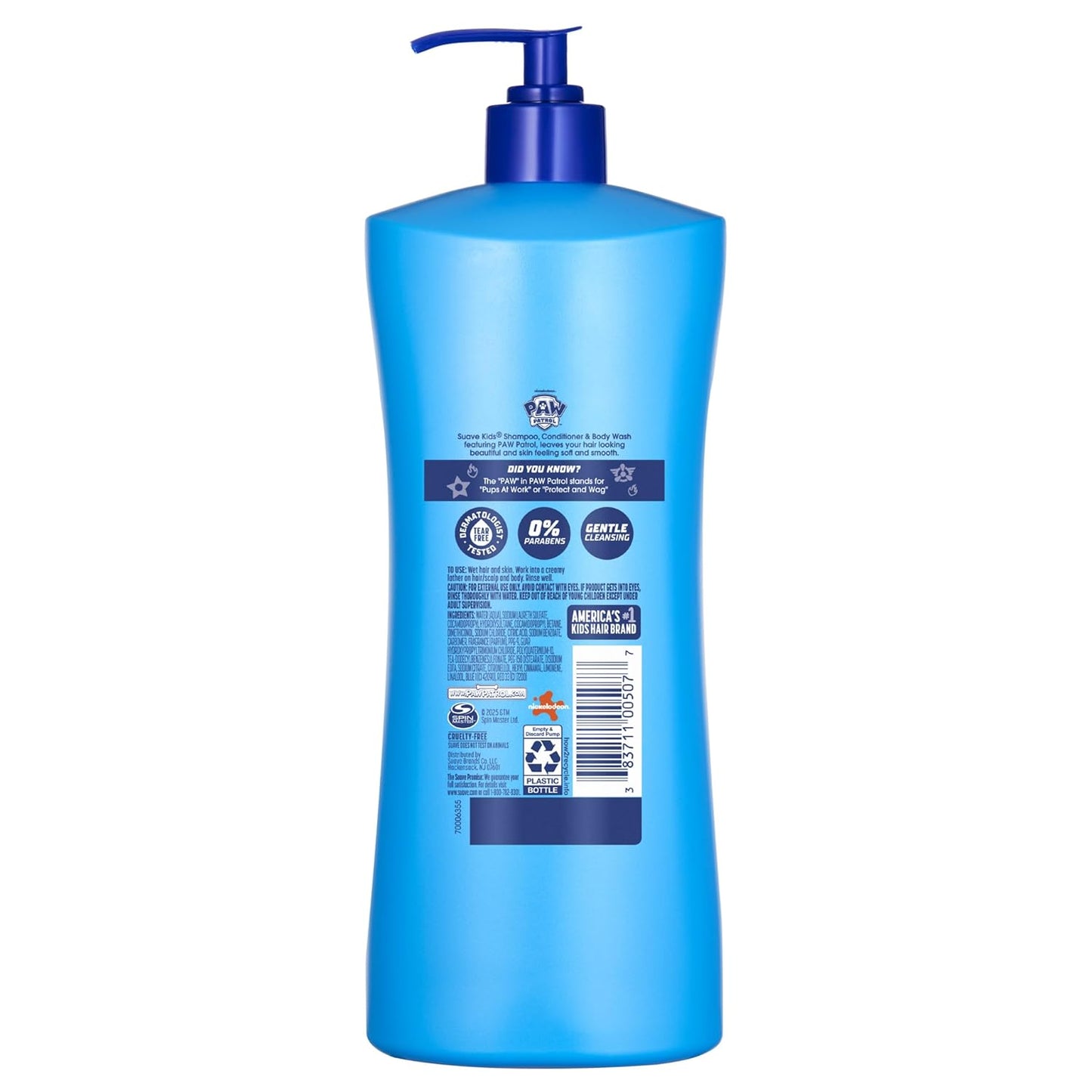 Suave Kids Paw Patrol 3-in-1 Shampoo, Conditioner & Body Wash - Tear-Free Adventure Bay Breeze, 28 FL OZ Pump