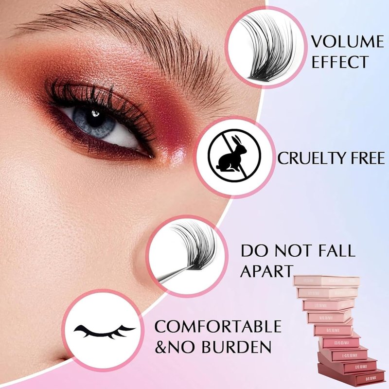 D Curl Mixed Lash Trays by SoCal Beauty - Faux Mink Eyelash Extensions 20 Rows per Tray, Color-Coded, Aluminum Backing & Window View - Salon Quality Lashes