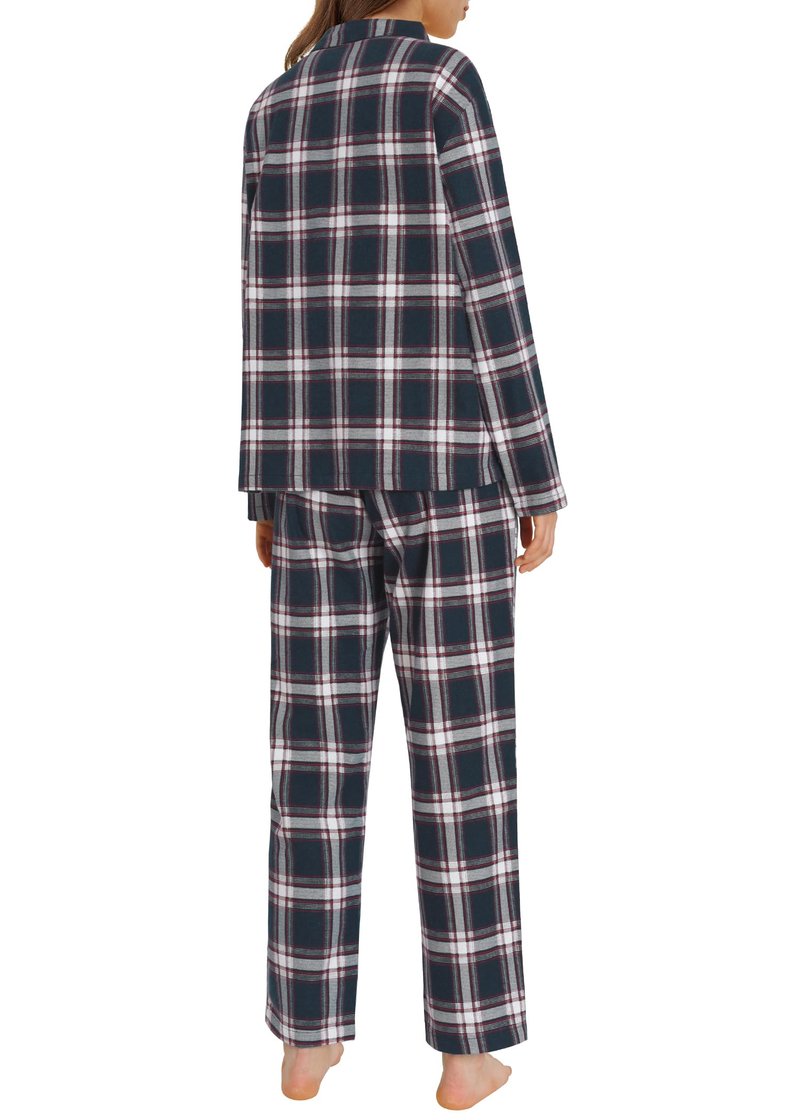 Latuza Women's Petite Flannel Pajama Set Soft Cotton Button Up PJs Set S Navy & White
