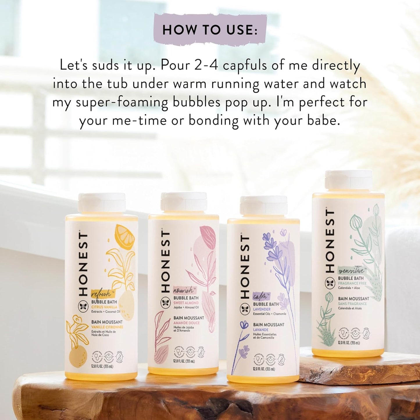 Honest Company Foaming Bubble Bath - Naturally Derived, Tear-Free, Hypoallergenic | Citrus Vanilla, 12 fl oz