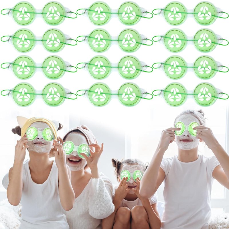 Skicuff Hot & Cold Gel Eye Masks - 12 Reusable Pads for Migraine Relief | Cucumber Scent
