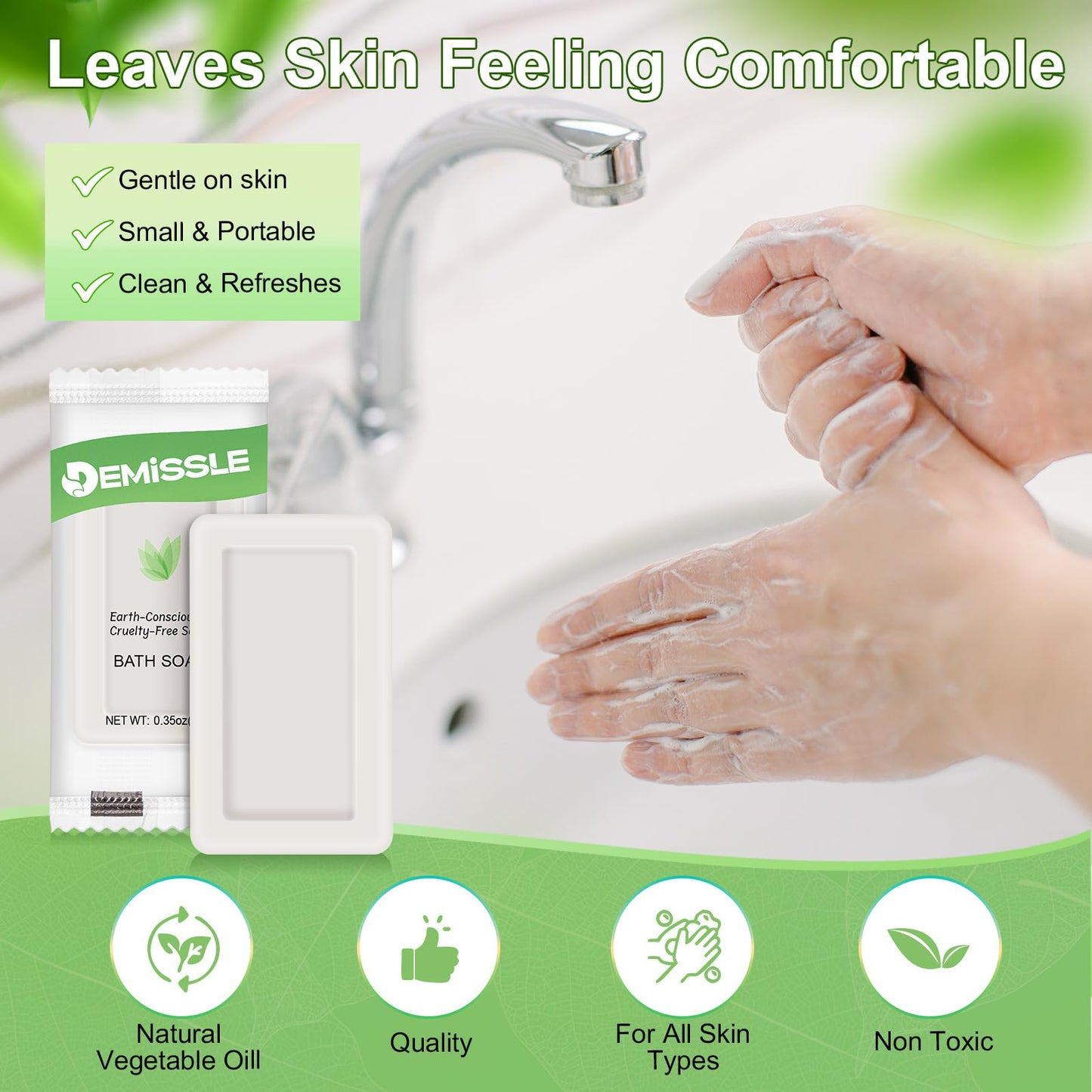 Demissle 200 Pcs 0.35 Ounce Travel Size Soap Bars Face and Body Bar Soap Small Travel Individually Wrapped Hotel for Vacation, Hospitality Hotels, Rentals, Camping, Guest Room