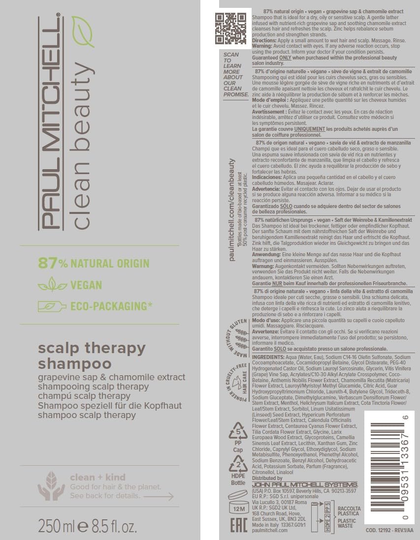 Paul Mitchell Clean Beauty Scalp Therapy Shampoo, Gently Conditions + Cools All Hair Types, Especially Dry, Oily + Sensitive Scalps, 8.5 fl. oz.