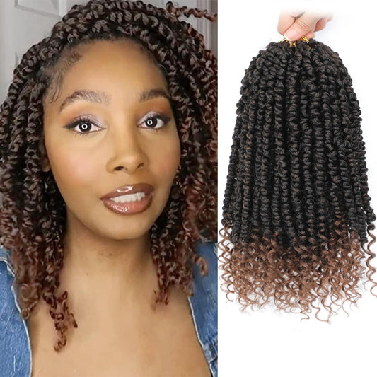 9 Packs Pre-twisted Passion Twist Hair 10 Inch Ombre Brown T1B/30