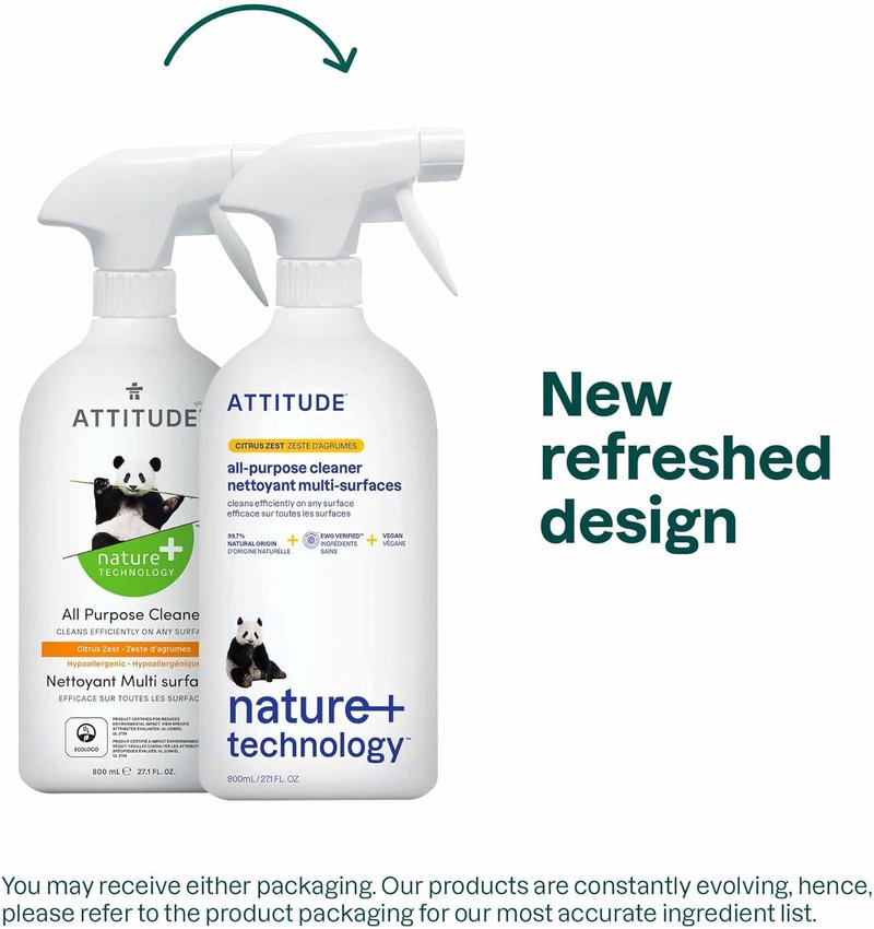All Purpose Cleaner Spray - EWG Verified Vegan Formula | 94% Plant-Based Ingredients, Streak-Free, Citrus Zest Scent, 27.1 Fl Oz