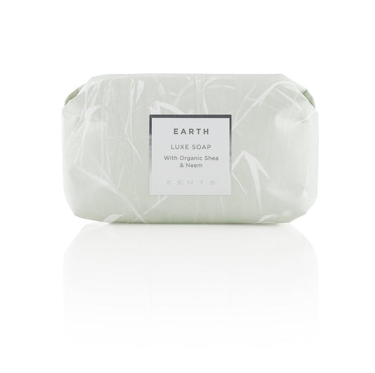 Zents Triple-Milled Luxe Bar Soap (Earth Fragrance) | Moisturizing Soap with Organic Shea Butter | Gentle Hand & Body Wash | Nourishes & Softens Skin | 5.7 oz
