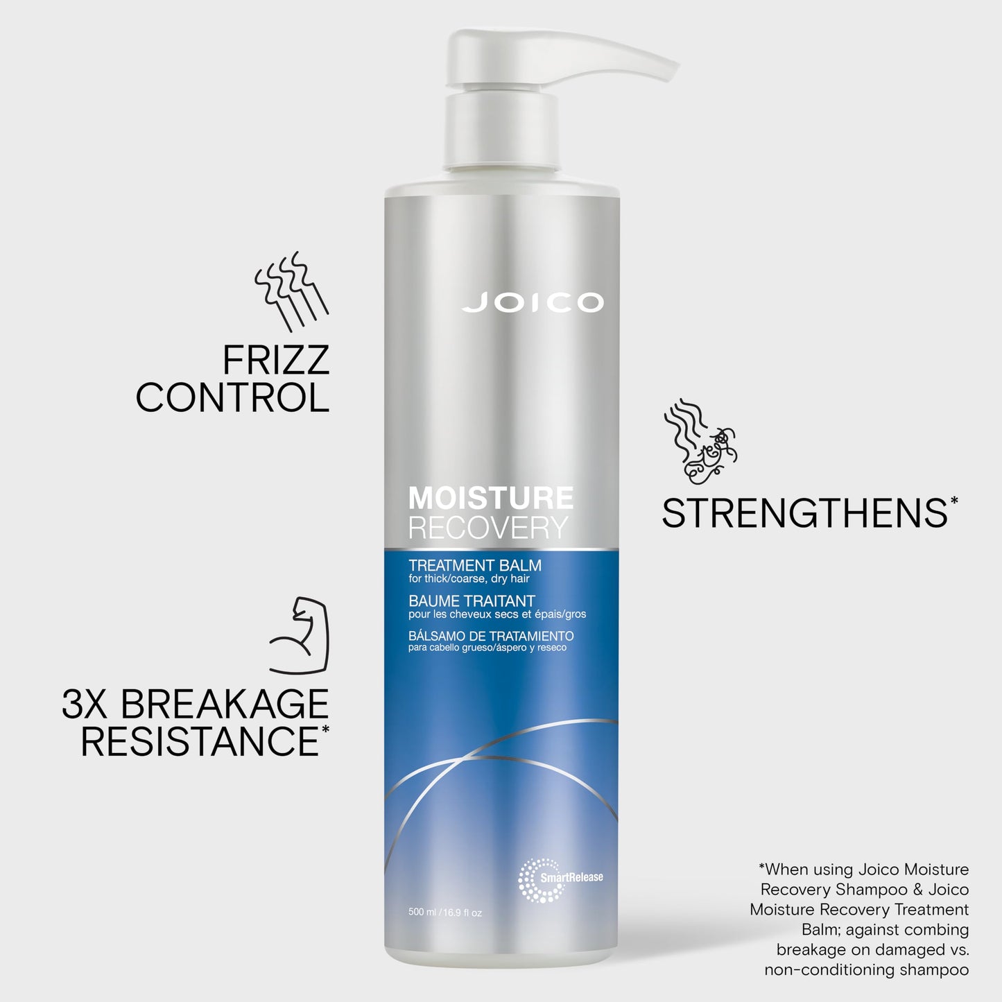 Joico Moisture Recovery Treatment Balm | For Thick, Coarse, Dry Hair | Restore Moisture, Smoothness, Strength, & Elasticity | Reduce Breakage & Frizz | With Jojoba Oil & Shea Butter | 16.9 Fl Oz