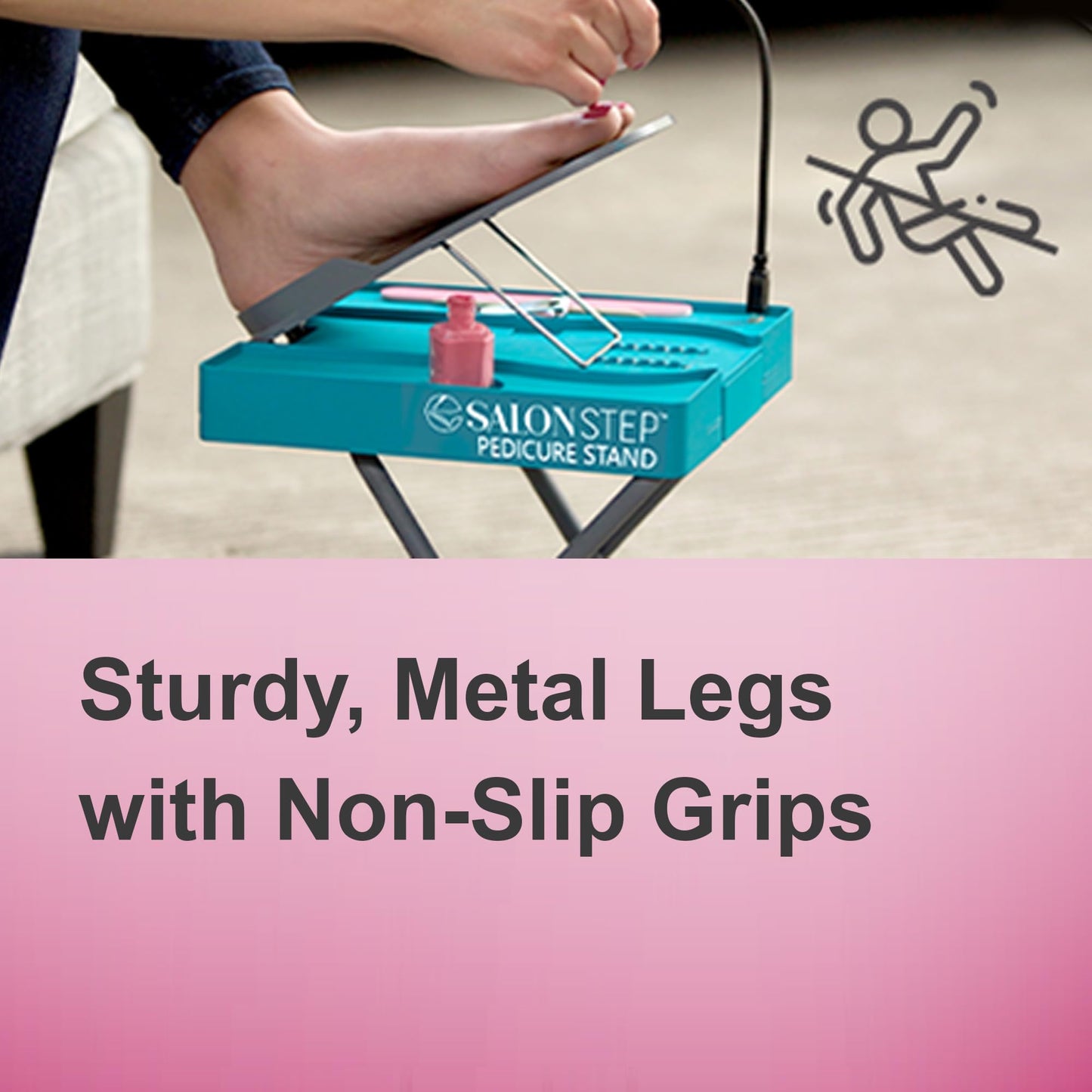 Salon Step Pedicure Footrest with LED Magnifier, Drying Fan and Storage