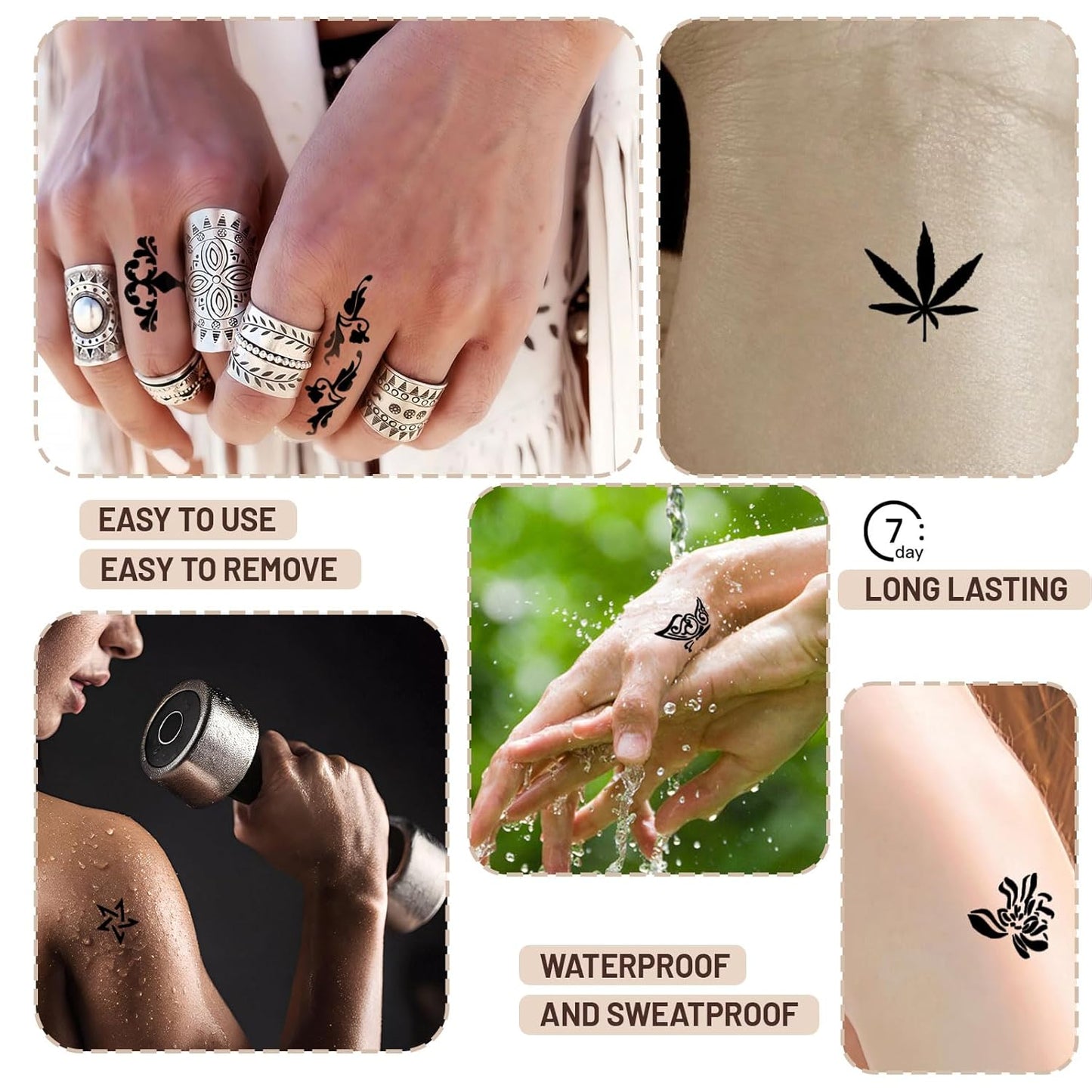 Temporary Tattoo Kit - 146 Pcs for Teens & Adults | 3 Tattoo Pastes, 136 Reusable Stencils for DIY Body Art