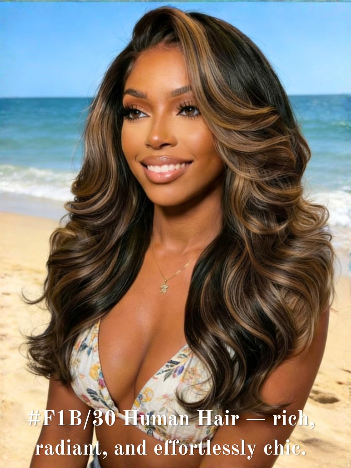 Anmetan F1B30 Highlight 14 Inch Bundles Human Hair Body Wave, 12A Thick Remy Hair Honey Blonde Highlight Black and Brown Single Wavy Bundle 100% Unprocessed Brazilian Human Hair Bundles Balayage Color