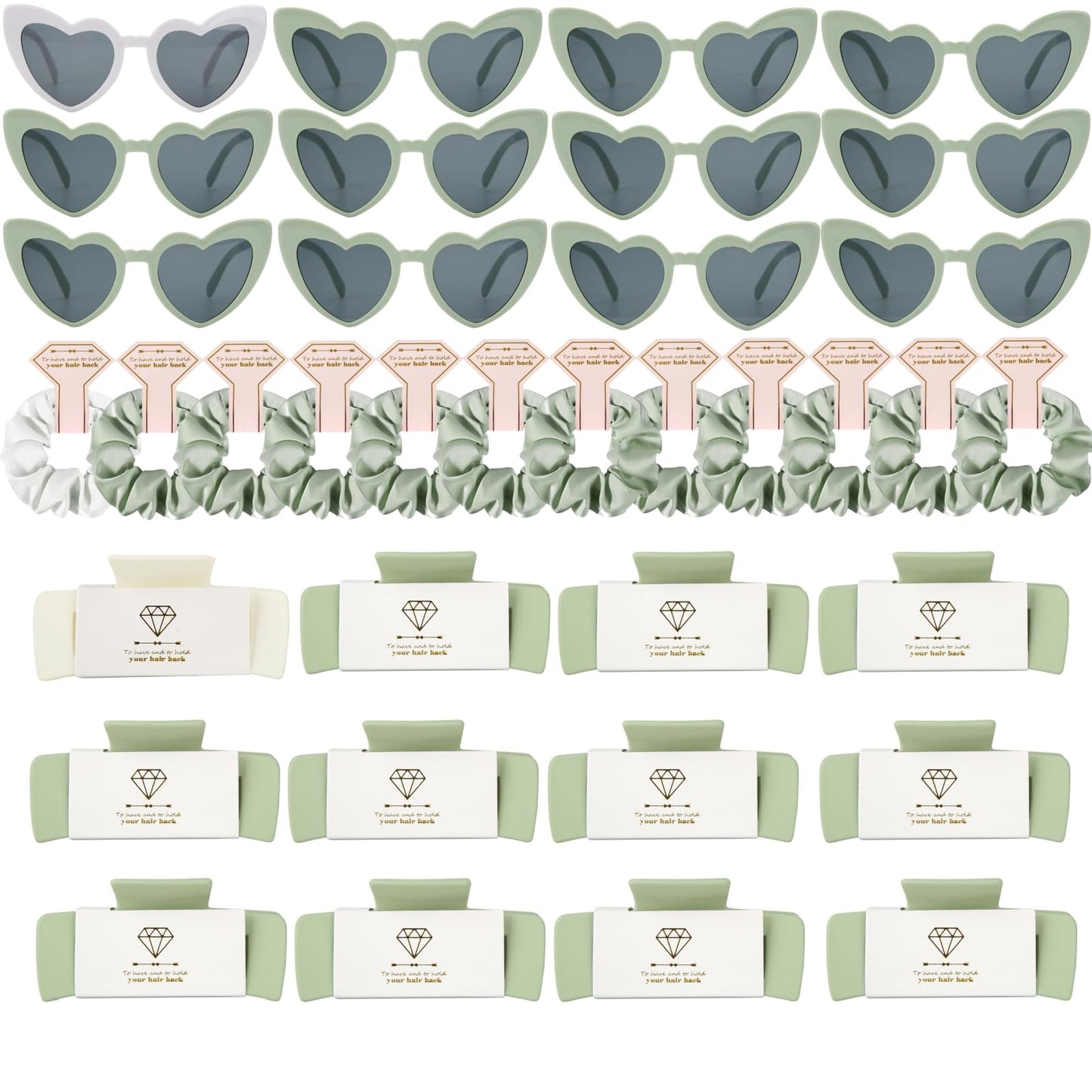 Loanzeg Bridesmaid Sunglasses Hair Claws Bachelorette 4.1 Inch Square Hair Clips Set of 12