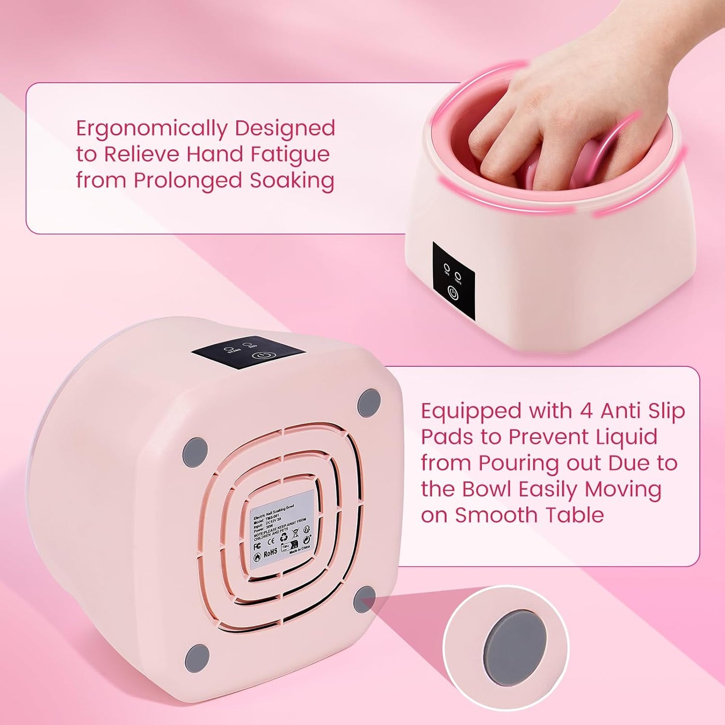 Heated Nail Soaking Bowl - 50% Faster Gel Polish Remover for Home & Salon | Electric Acrylic Dip Bowl