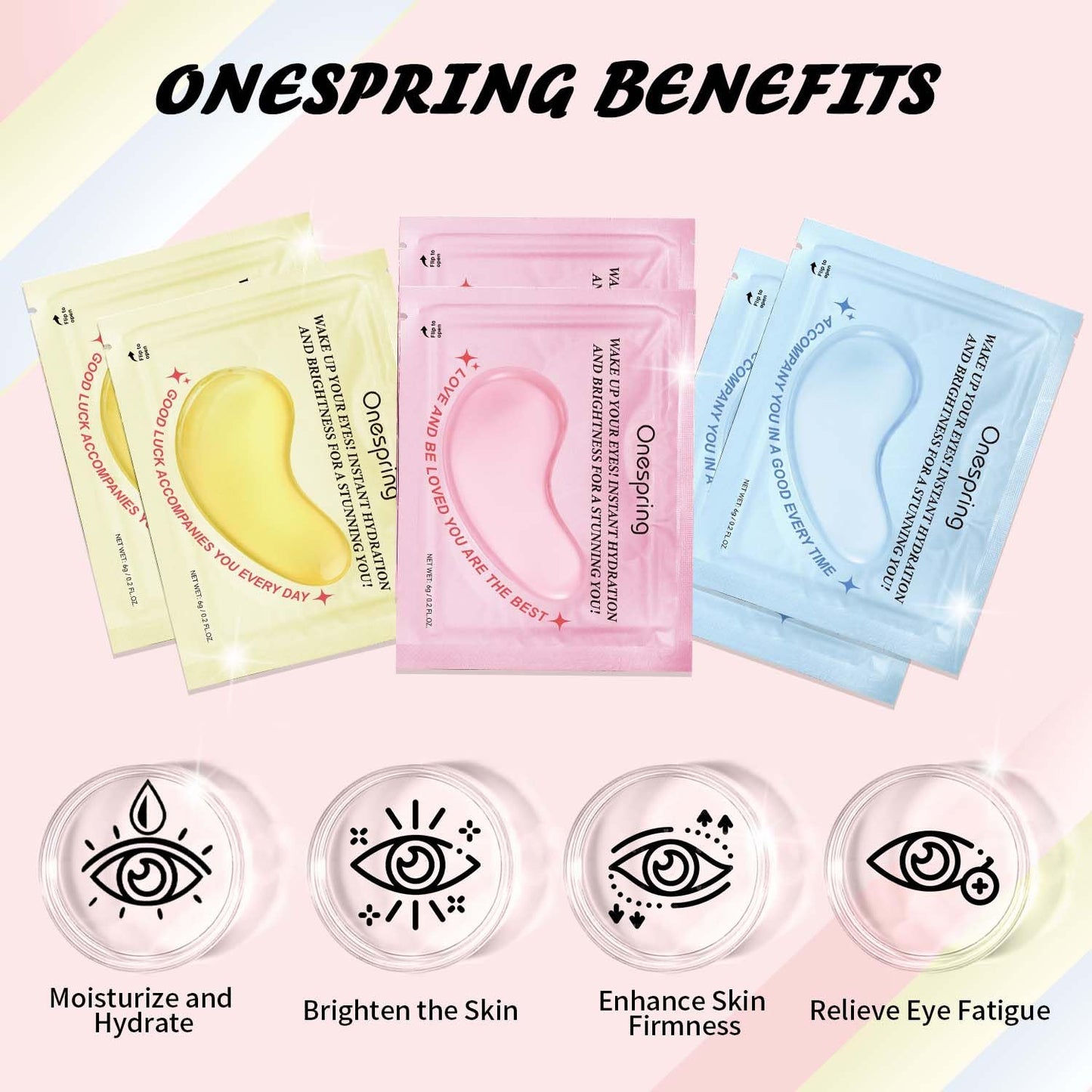 Onespring Eye Masks (24 Pairs) - Gift for Her - Caffeine, 24K Gold and Retinol Under Eye Patches for Puffy Eyes, Dark Circles & Fine Lines, Bachelorette Party Favors, Bridesmaid Gift