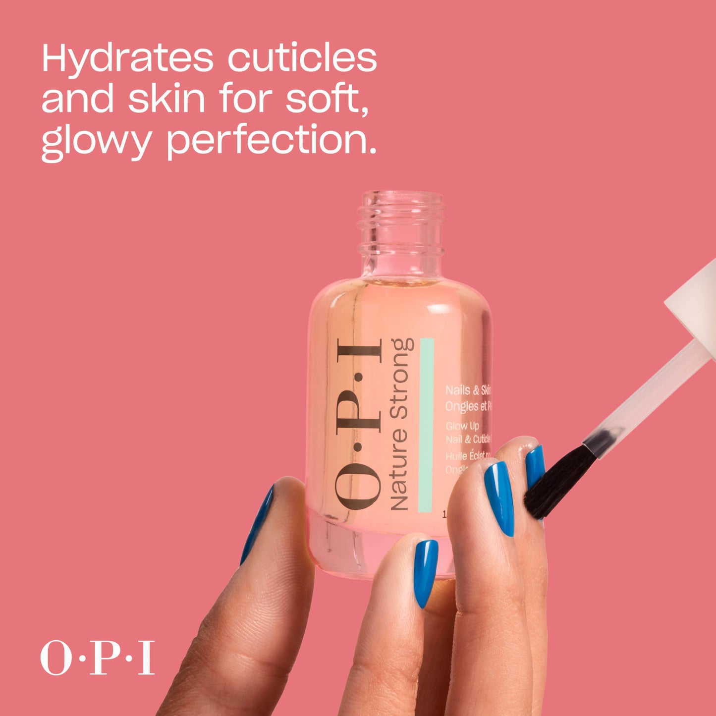 OPI Nature Strong Nails & Skin - Glow Up Nail & Cuticle Oil with Brush | Lightweight, Nourishing Natural Oil Blend Moisturizes Dry Cuticles | Enriched with Vitamin E | 0.5 Fl Oz | 15 mL