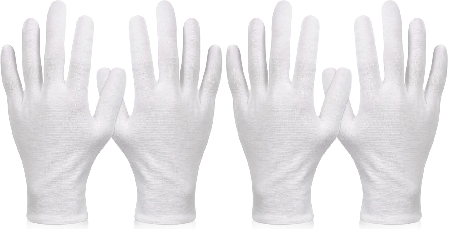 Paxcoo 6 Pairs XL White Cotton Gloves for Dry Hand Moisturizing Cosmetic Eczema Hand Spa and Jewelry Inspection (Pack of 2)