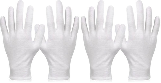 Paxcoo 6 Pairs XL White Cotton Gloves for Dry Hand Moisturizing Cosmetic Eczema Hand Spa and Jewelry Inspection (Pack of 2)