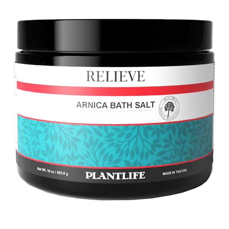 Plantlife Arnica Relieve Mineral Bath Salts - Made with Arnica and 100% Pure Essential Oils - Relieve Products are a Homeopathic Solution for Everyday Use - Works Quickly and Effectively - 16 oz