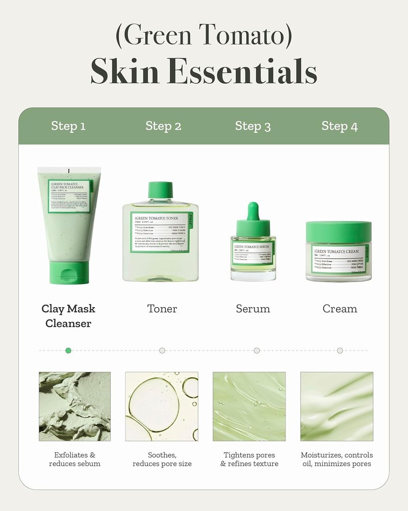 Green Tomato Pore Rescue Duo - Instant Pore Minimizing & Blackhead Control | Vegan Korean Skincare Gift Set