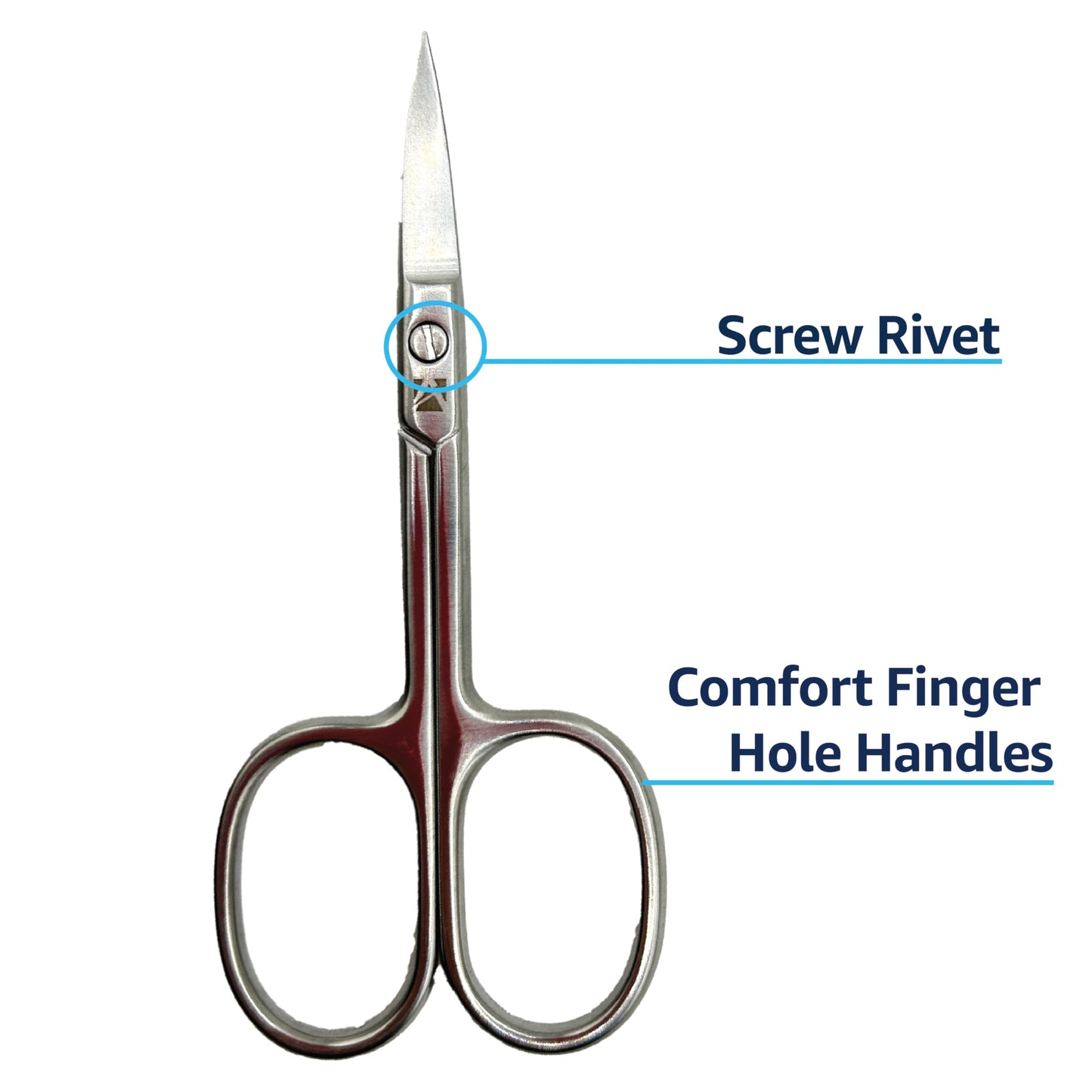 ClipperPro Grooming Scissors - Stainless Steel Trimming Scissors to remove cuticles - Perfect for Mustache, Beard, Eyebrows, Eyelashes and Ear Hair Cutting - Compact, Ambidextrous, Silver