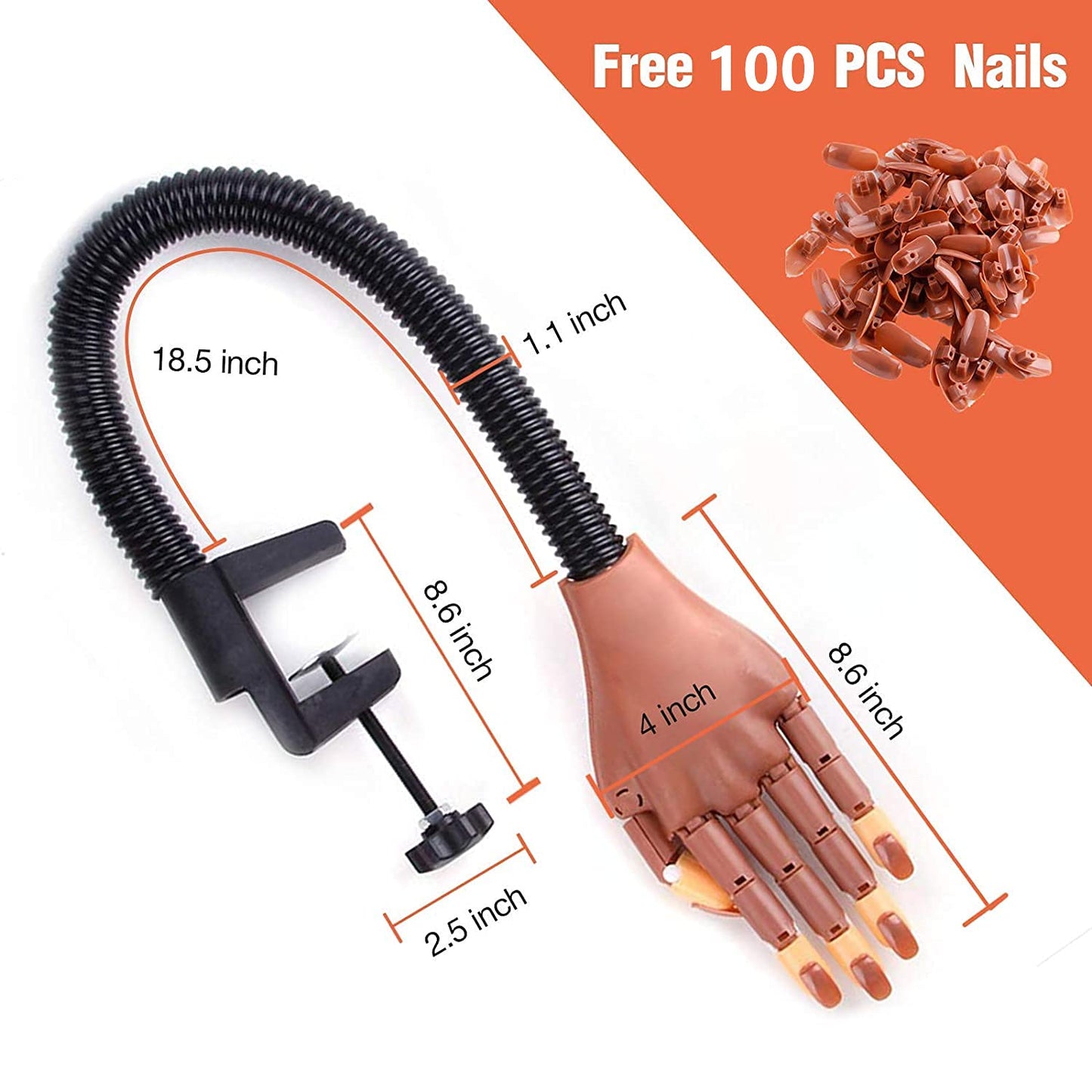 Upgrade Nails Don't Fall Off Easily Nail Trainning Train Practice Hand, Nail Display Manicure Supply, Flexible Movable False Fake Hands for Nail Manicure, Best Manicure DIY Print Practice Tool