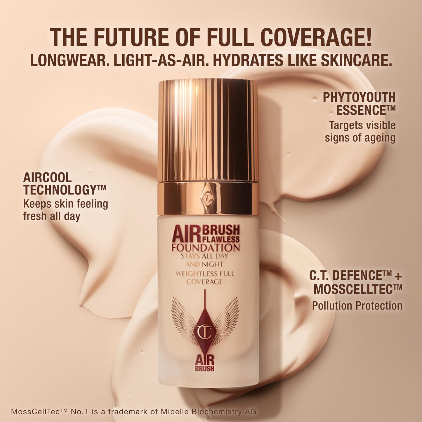 Charlotte Tilbury Airbrush Flawless Matte Foundation - Full Coverage Liquid Makeup with a Natural-Matte Finish - Smoothes & Blurs Pores - Waterproof & Transfer Resistant - 10 Cool