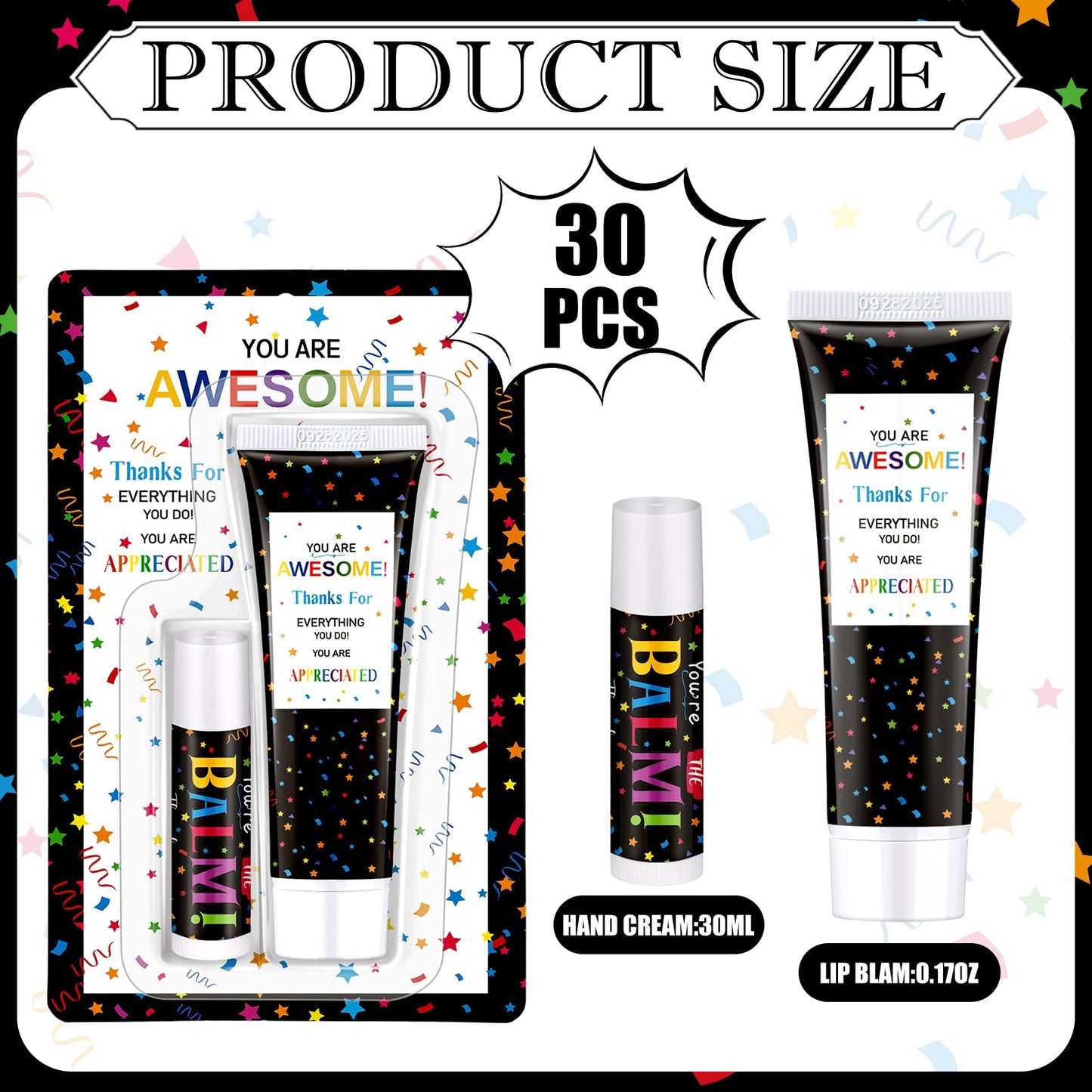 Dansib 30 Pack Employee Teacher Appreciation Gifts Bulk Lip Balm Hand Cream Teacher Employee Staff Team Thank You Gifts You're Awesome Volunteer Nurse Appreciation Party Favor for Women Men Coworker