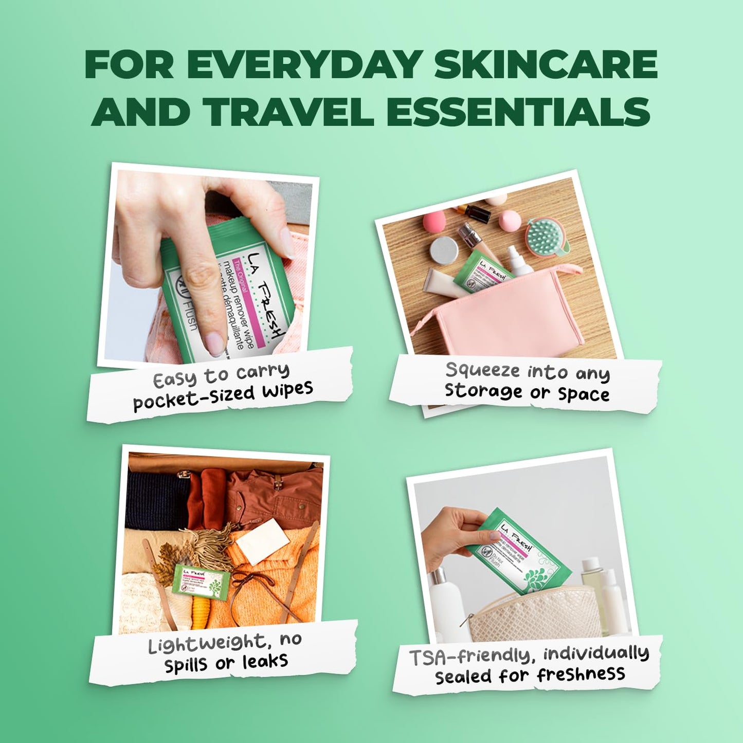 LA Fresh Makeup Remover Wipes with Vitamin E - 50 Ct TSA Travel Essential