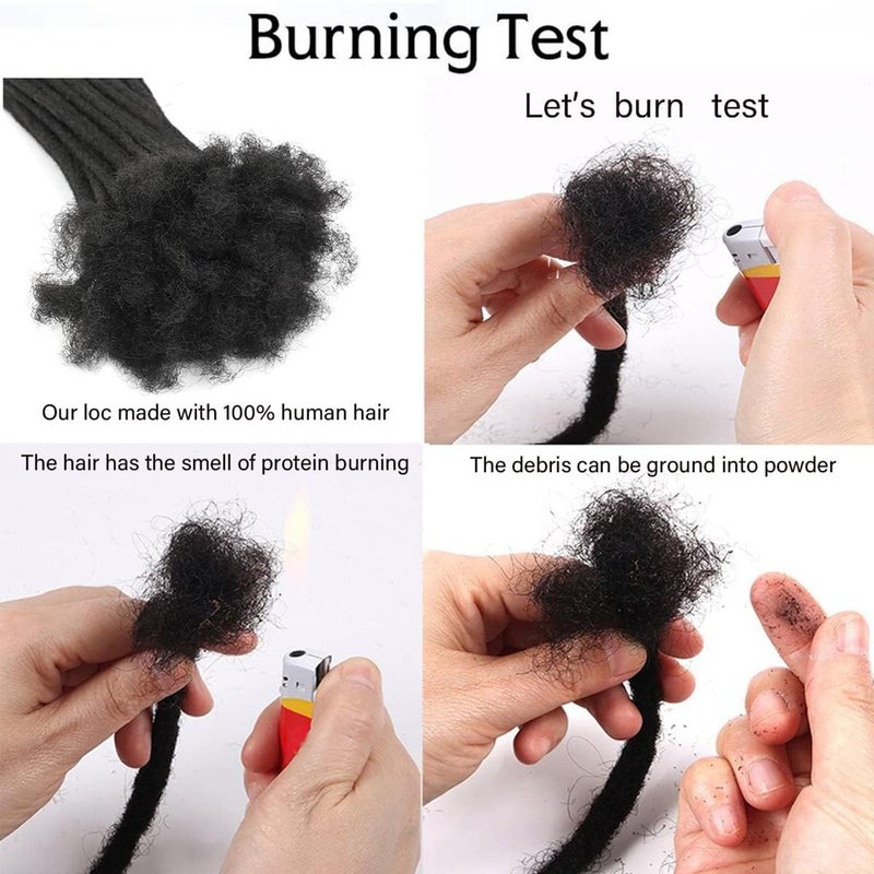 100% Real Human Hair 0.4cm Width 8 Inch Loc extensions Human Hair with Ends 30 Strands per pack Full Handmade Dreadlock Extensions Can be dyed and bleached for Men Women Kids