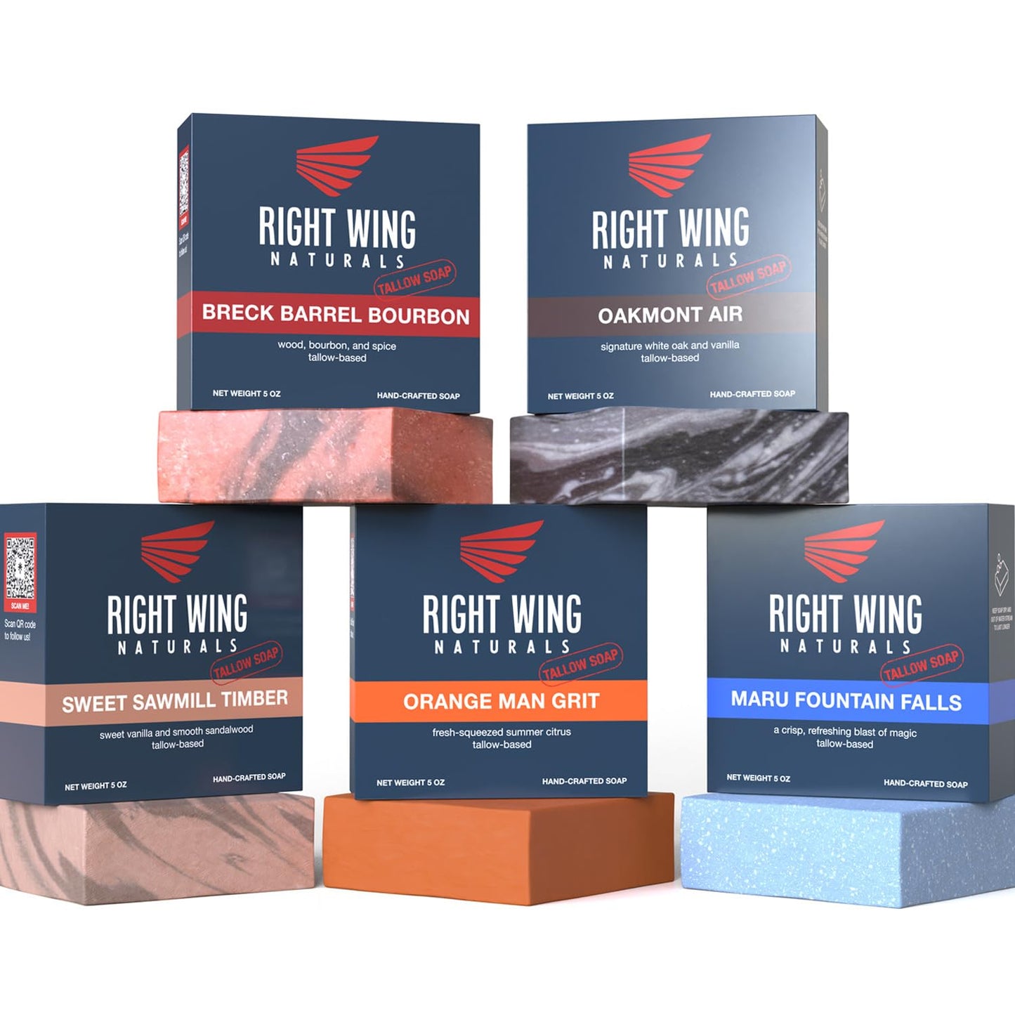 Right Wing Naturals Bar Soap Gift Set for Men | Handcrafted Cold-Pressed | Handmade Organic Soap for Men | Most Popular Flavors | Natural Scented Men’s Bar Soap| Pack of 5 Bars