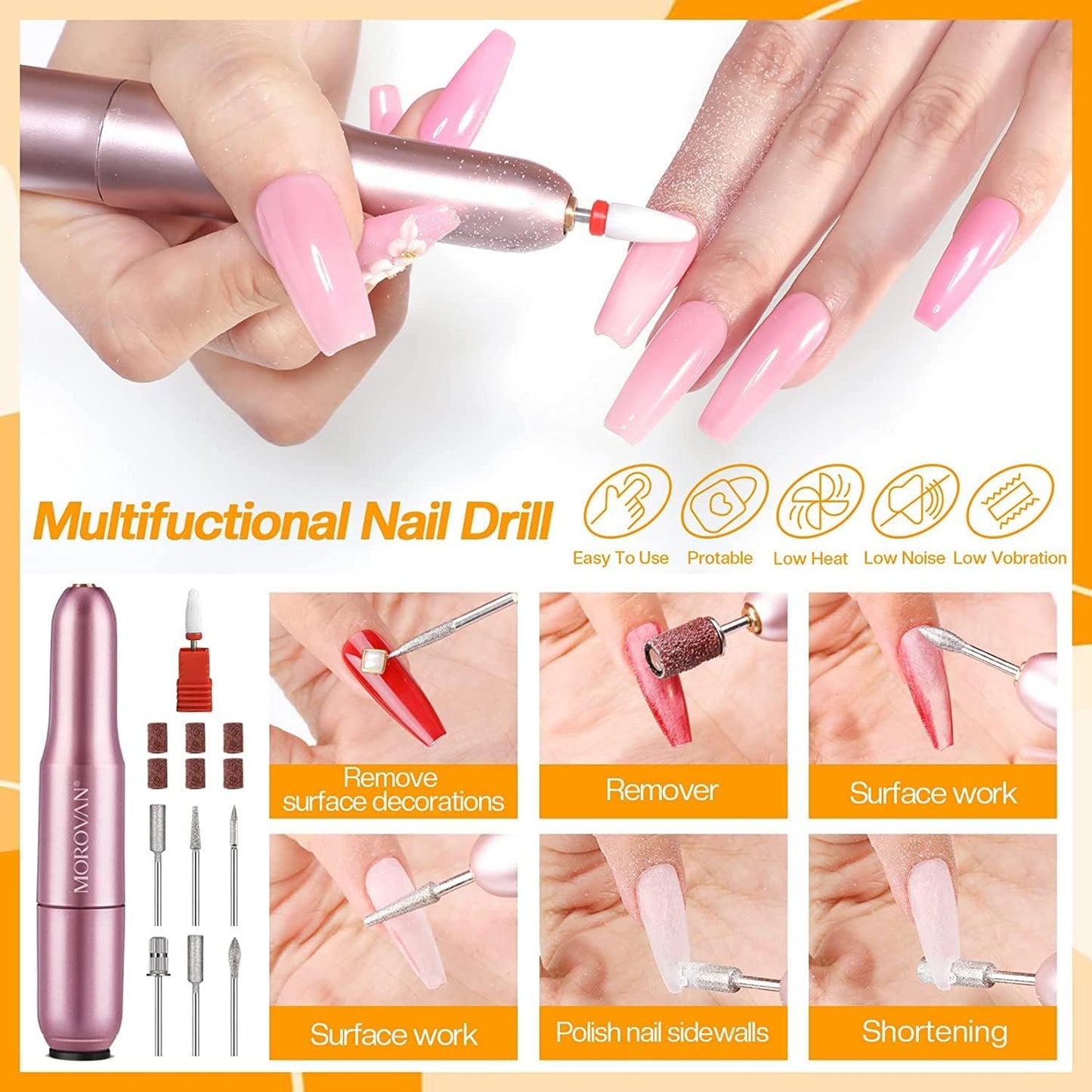Morovan Acrylic Nail Kit for Beginners: Professional Nails Kit Acrylic Set With Everything Complete Starter Set - with 3 Colors Powder and Glitter Powder