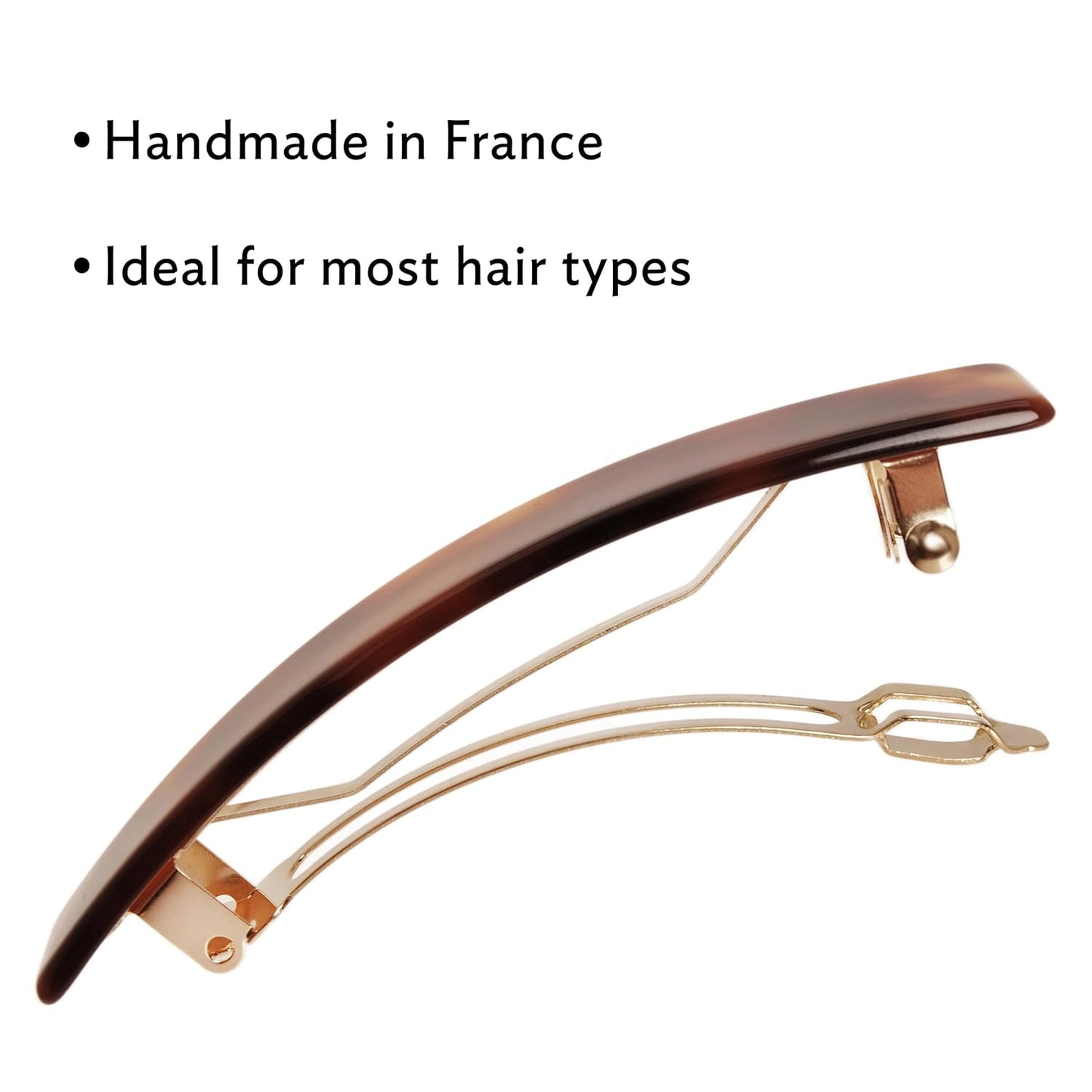 Tortoise Hair Barrette for Thin Hair - Classic Rectangle French Clip | Lightweight, Strong Hold