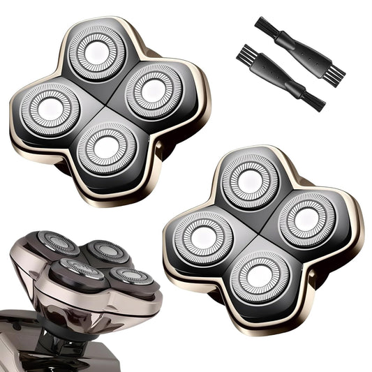 2Pack PRO 4 Head Replacement Blade Compatible with Pitbull Shaver Replacement Blade,Rotary 4 Blades Compatible with Skull Pitbull Gold/Silver/Platinum PRO,Blades Fit for Butterfly Kiss Head Shavers.