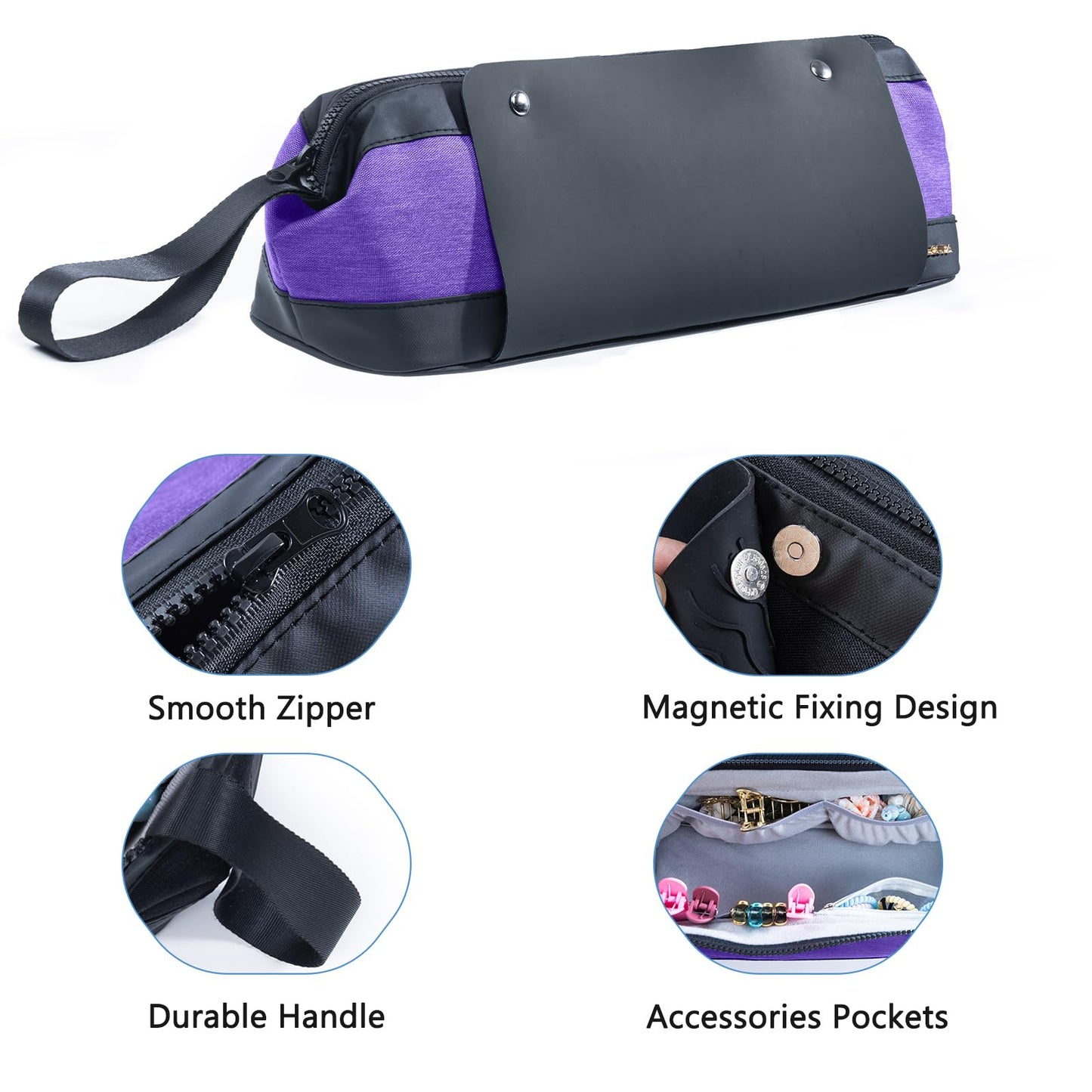 ELCUPA 2IN1 Hair Tools Travel Bag with Heat Resistant Mat for Shark Flextyle, Flat Irons, Straighteners, Curling Iron, and Haircare Accessories,Compatible with Revvlon One Step Hair Dryer