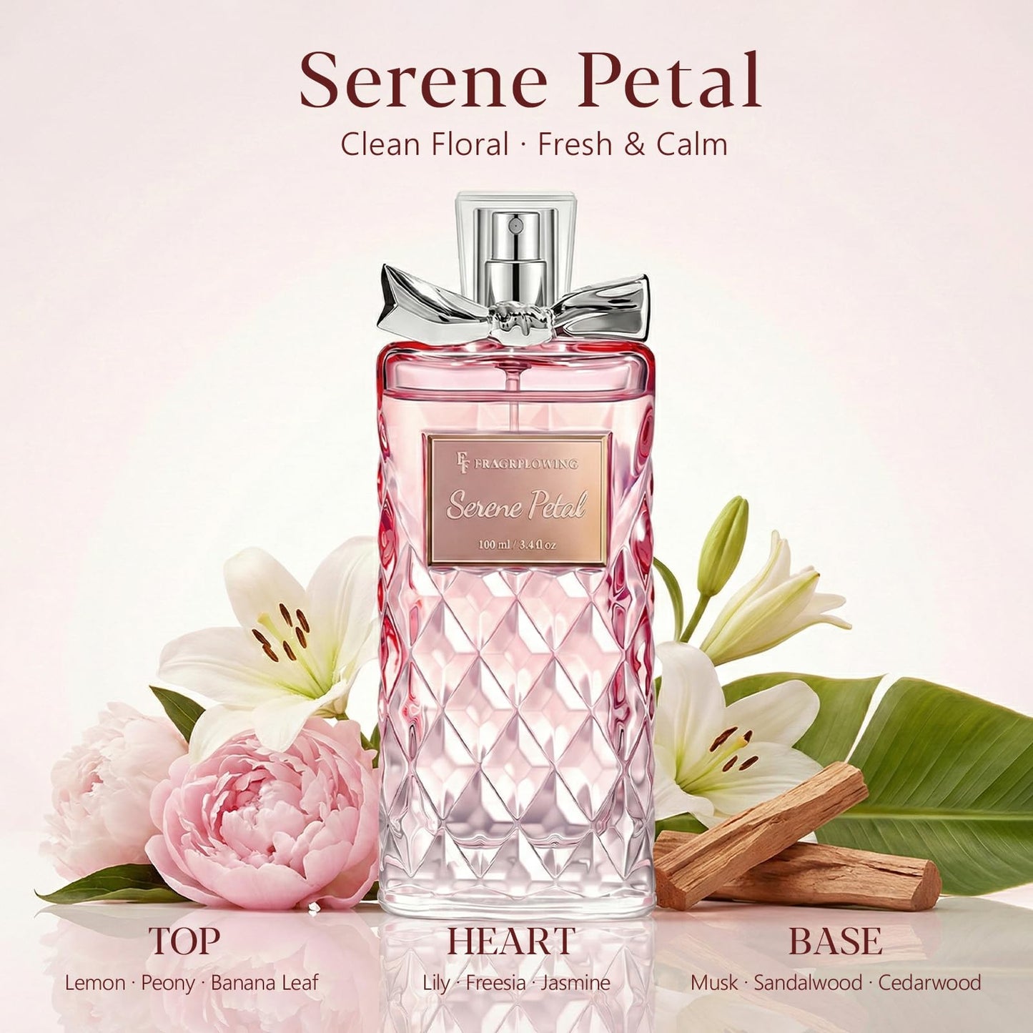 FF FRAGRFLOWING Perfume for Women - 100 ml / 3.4 fl oz - Alcohol-Free Long Lasting Floral Fragrance, Elegant Womens Perfume Gifts for Women and Moms